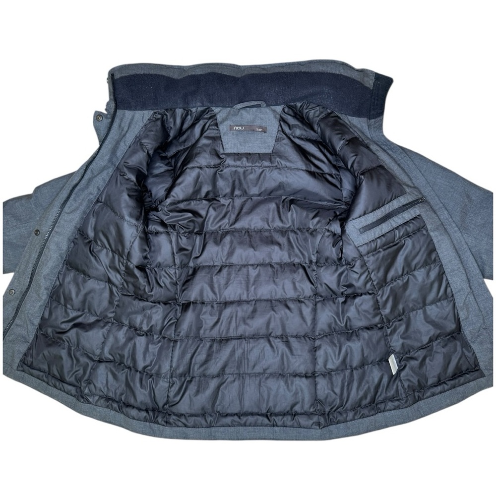 Nau Down Jacket S Hooded Insulated Waterproof Zip Snap Gray - Picture 11 of 13